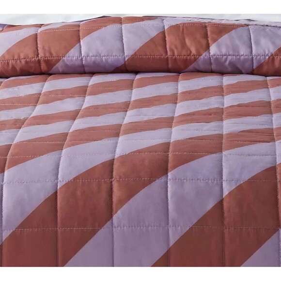 Twin Striped Kids' Quilt Purple/Brown - Box Stitch Microfiber - Pillowfort - Picture 4 of 8